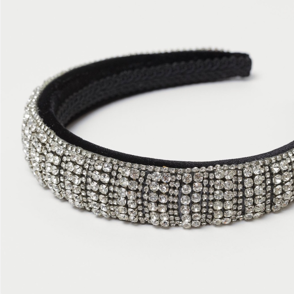 H&M headband rhinestone velvet back Mint